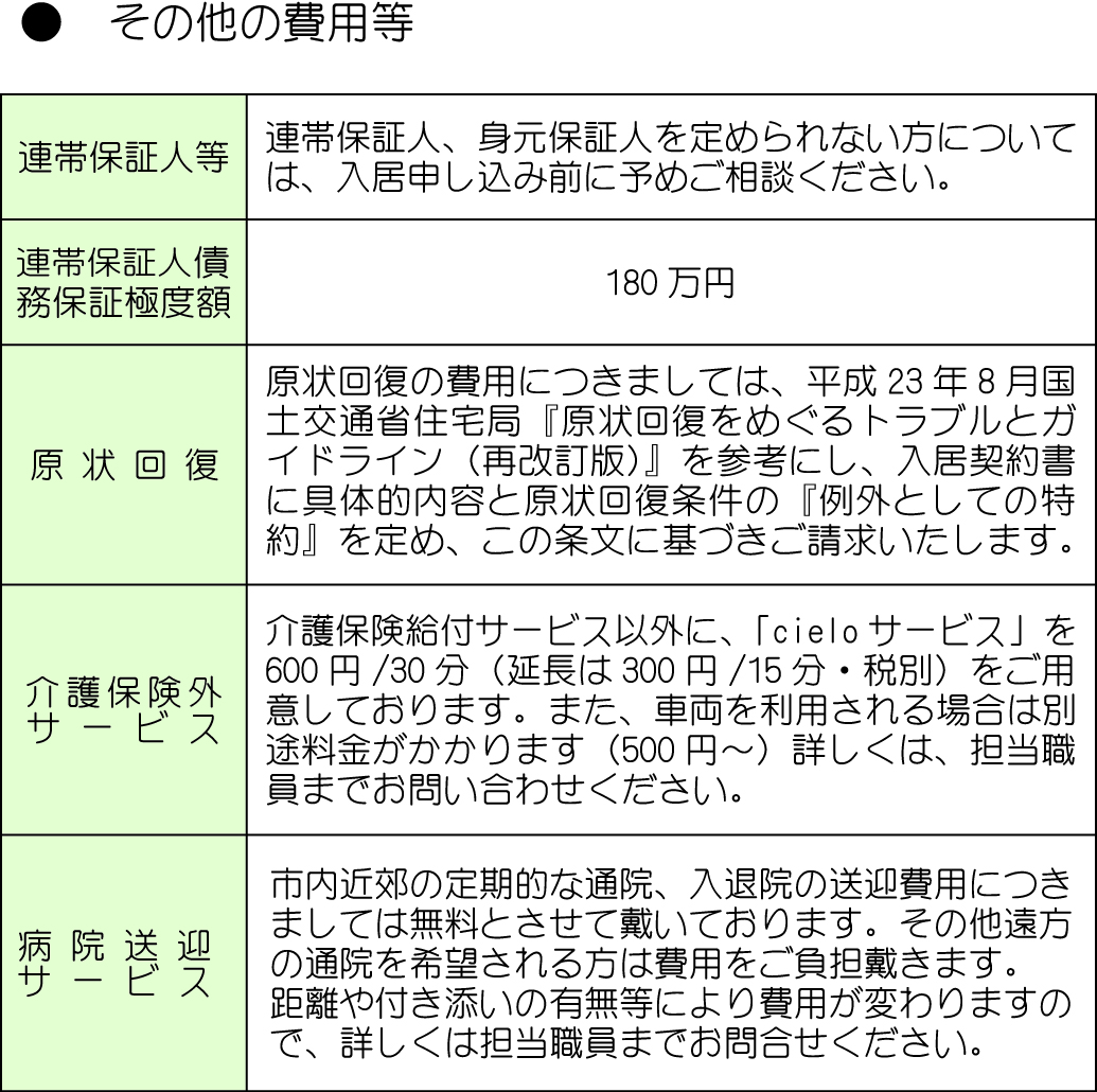 その他の料金