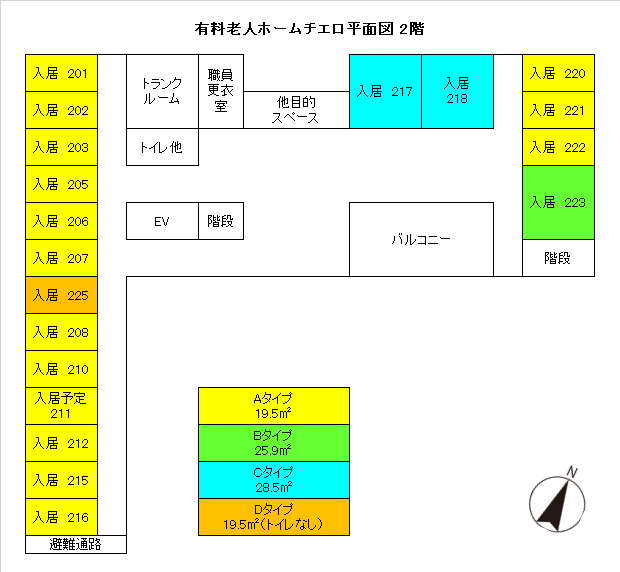 平面図および空室状況　2階