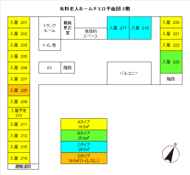 平面図および空室状況　2階