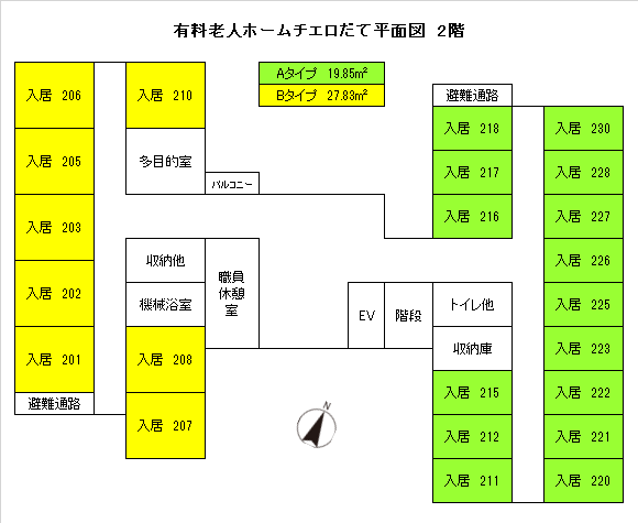 平面図および空室状況　2階