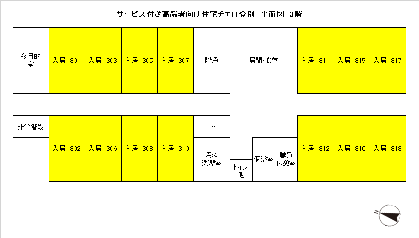 平面図および空室状況　3階